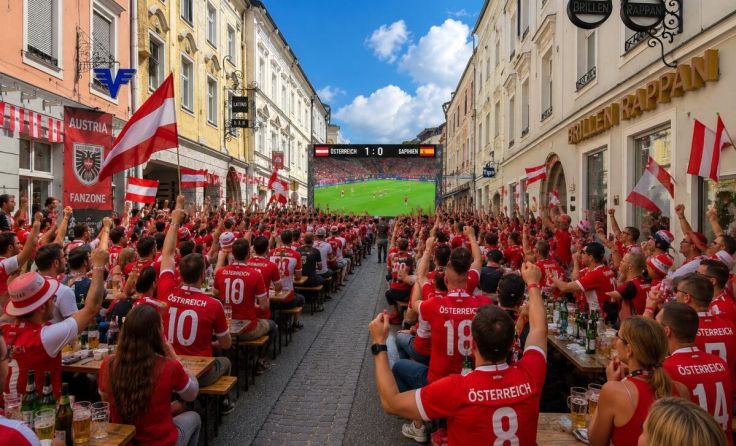 Die Stimmung beim Public Viewing in der Eisengasse wird kochen. (Foto: Heike Stadler/ChatGPT)