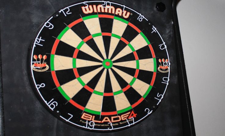 So sieht eine Steel-Darts Scheibe aus.