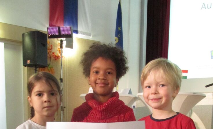 Kassandra, Melissa und Raphael vom Kindergarten Bad Erlach