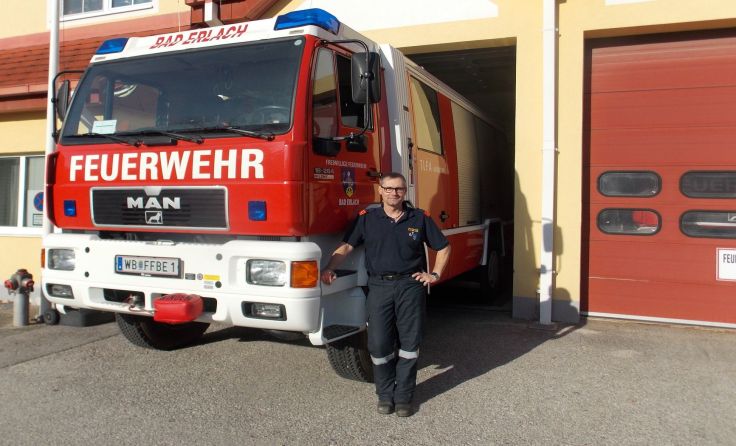 Rund um die Uhr im Einsatz: FF-Kommandant Günter Ostermann Fotos: wiesi
