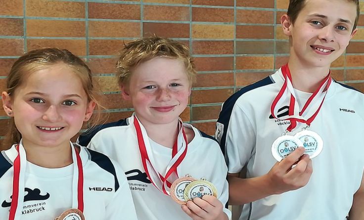 Die Medaillengewinner, v. l. n. r.: Pia Part, Silas Schneider und Marvin Zimmermann