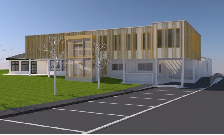 Der 3D-Entwurf des neuen Kindergartens wurde im Gemeinderat vorgestellt. Foto: Stadtgemeinde Mank