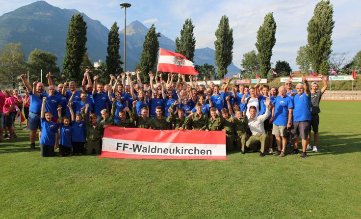 Die Jugendgruppe der FF Waldneukirchen bei der WM 2019 in der Schweiz Foto: FF Waldneukirchen