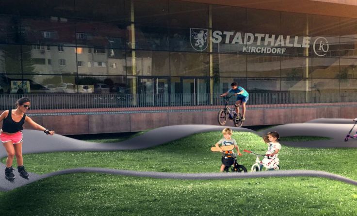 So wird der fertige Pumptrack vor der Stadthalle aussehen. Foto: Bikesport RC Kremstal