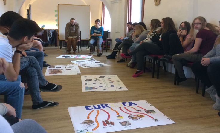 Ideenfindung der Jugendlichen auf der Burg Bad Kreuzen. Foto: Jugendzentrum Perg