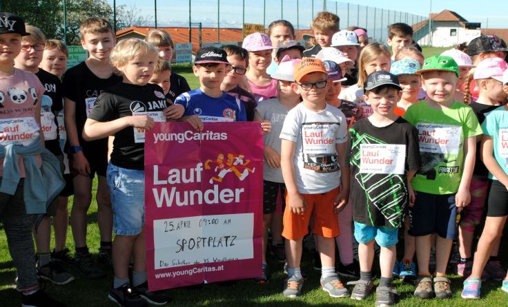 Die Volksschule Windhaag schwitzte für Menschen in Not. Fotos: Caritas