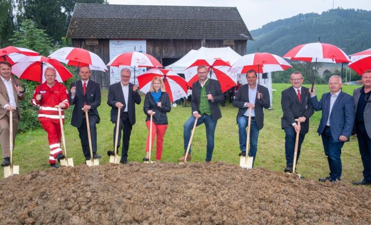 Spatenstich für das neue Rot-Kreuz-Gebäude in Grein. (Foto: Land OÖ/W. Kerschbaummayr)