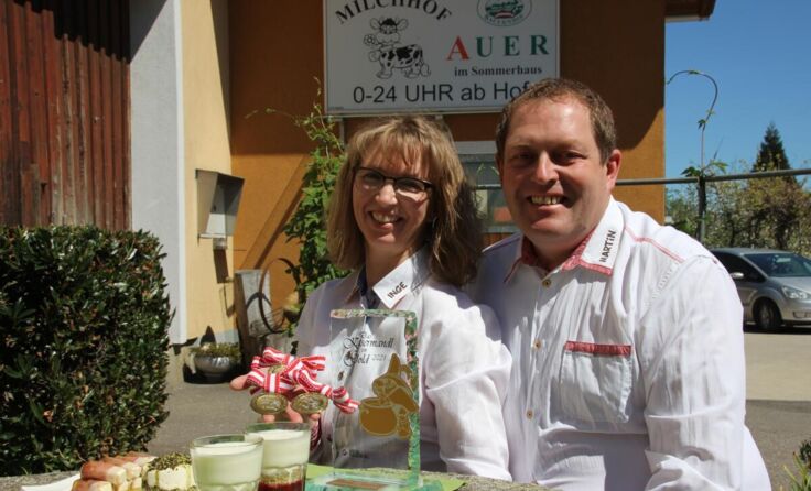 Familie Auer bietet in Grein ihre Milchprodukte an. (Foto: Stadtmarkt Grein)