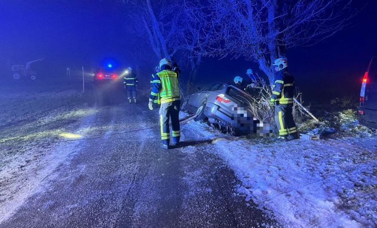 Die Feuerwehr zog den Wagen aus dem Graben. (Foto: FF Weistrach)