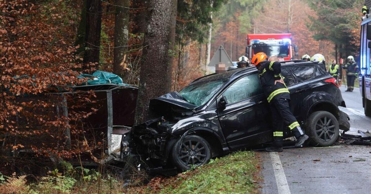 Car with trailer crashes into tree in Geretsberg - | Driver flown to ...