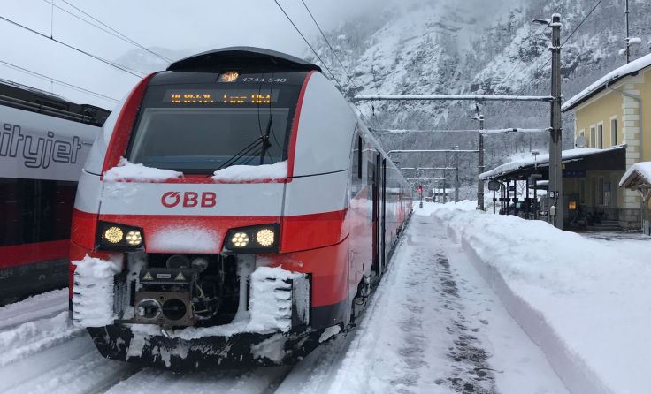 Bahnhof Obertraun im Schnee. Foto: ÖBB/Leitner