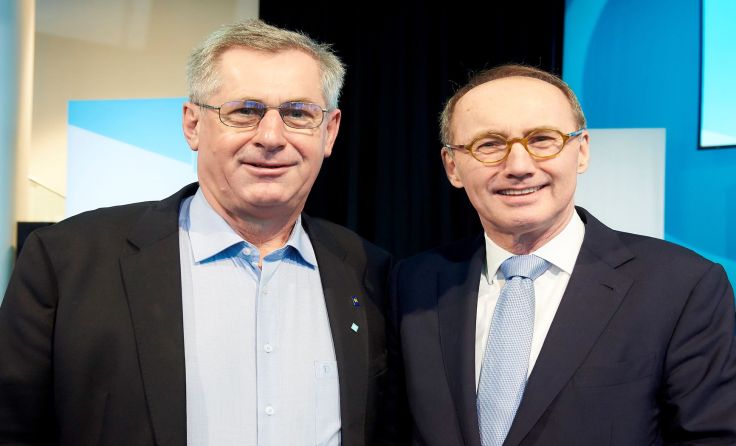 Martin Preineder und Otmar Karas am Wolfgangsee.Foto: VP