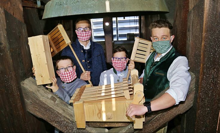 Ebenseer Ratscherbuben im Kirchturm. Foto: Hörmandinger