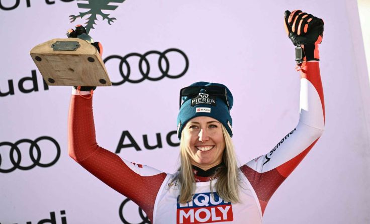 Cornelia Hütter holte sich in Val d’Isere Platz 3. (Foto: Jeff Pachoud/AFP/picturedesk.com)