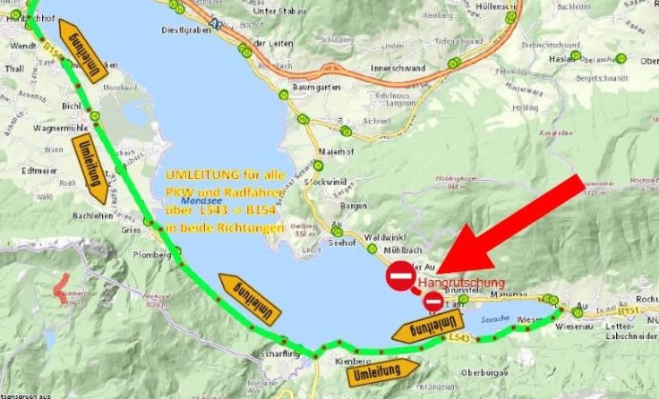 Hangrutsch am Mondsee sorgt fürSperre (Foto: Gem. Unterach)