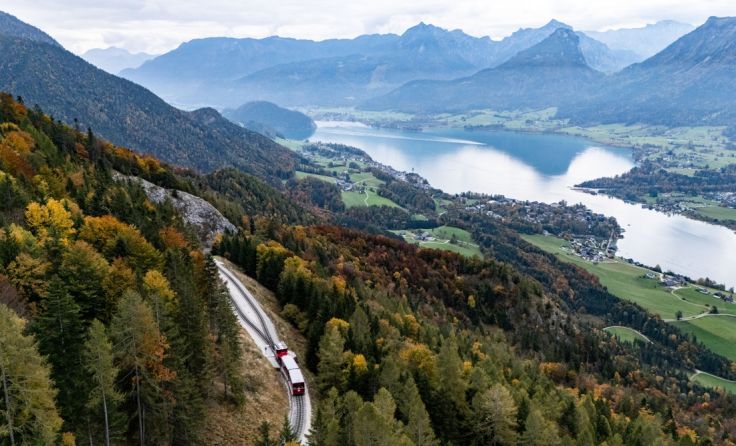 Die Schafbergbahn am Wolfgangsee am Weg zur Spitze (Foto: Salzburg AG Tourismus GmbH)