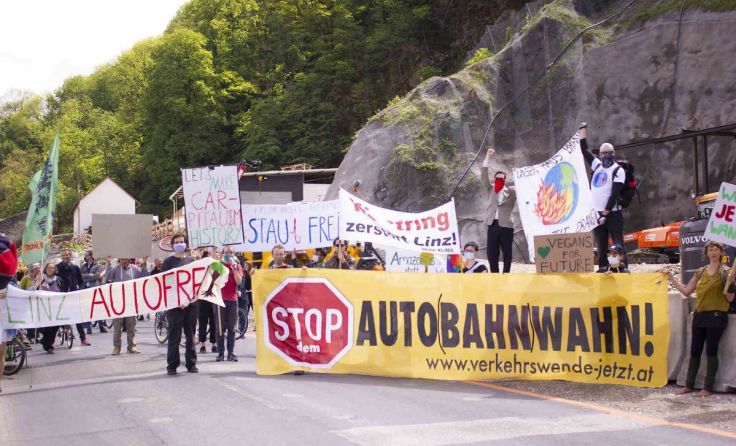 Auch 2020 schon wurde gegen den Bau Westrings protestiert. Foto: KPÖ OÖ
