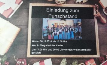 Punschstand der Volkstanzgruppe Waidhofen/T. am 30. November in Thaya