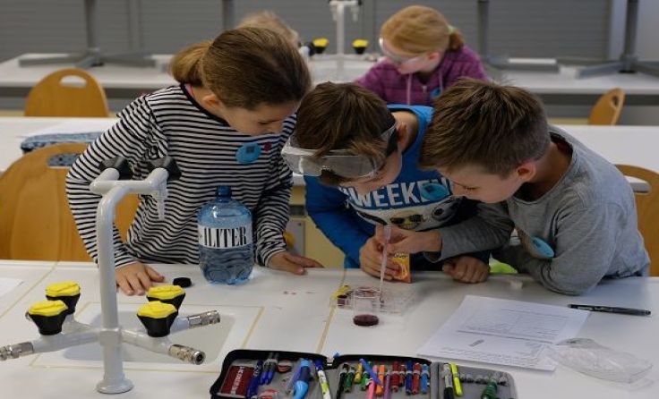 Schüler beim Experimentieren (Foto: Gym Schärding)