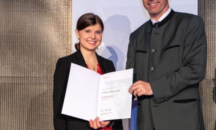 Judith Rockenschaub bei Verleihung des Würdigungspreises. (Foto: BMBWF/Martin Lusser)