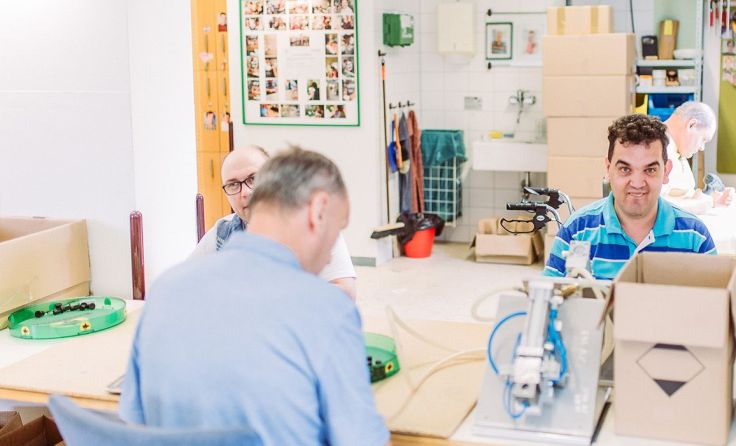 Die Industriegruppe bei der Arbeit. (Fotos: Lebenshilfe Oberösterreich)