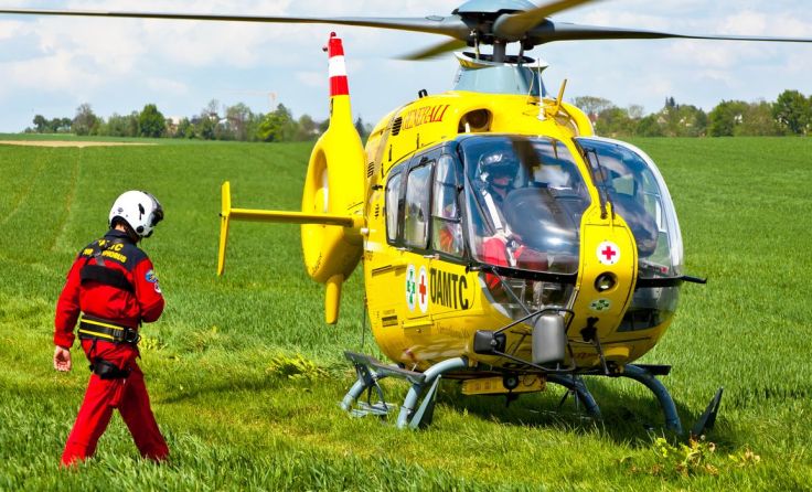 Der verletzte Arbeiter musste in das Krankenhaus Linz geflogen werden. (Foto: Wodicka)