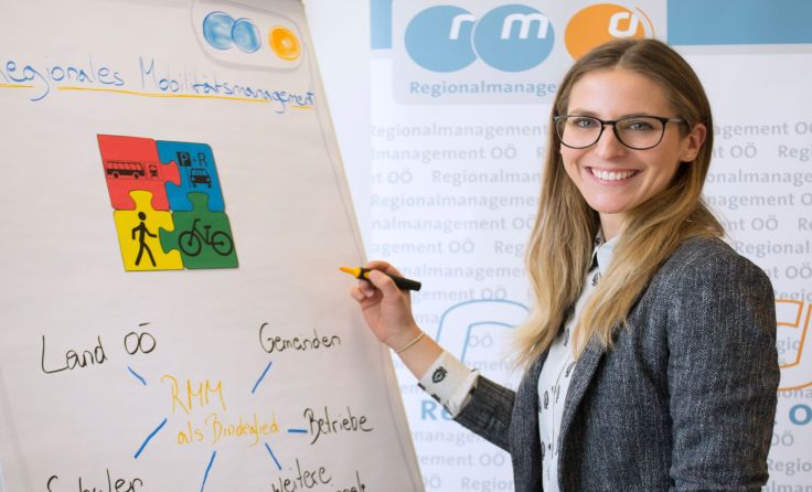 Marie-Therese Gaisberger kümmert sich um die Mobilitätsfragen in der Region. Foto: RMOÖ GmbH