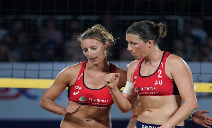 Eva Freiberger (l.) und Valerie Teufl erreichten in Daegu Platz vier. Foto: FIVB