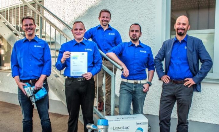 Die Lignoloc-Innovationsteam von Beck freut sich über die Bauzulassung. Foto: Beck