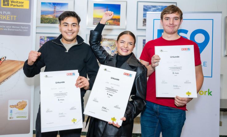 Bayram Ertekin (v.l.), Siegerin Lara Kerschhofer und Felix Gauch (Foto: WKOÖ)