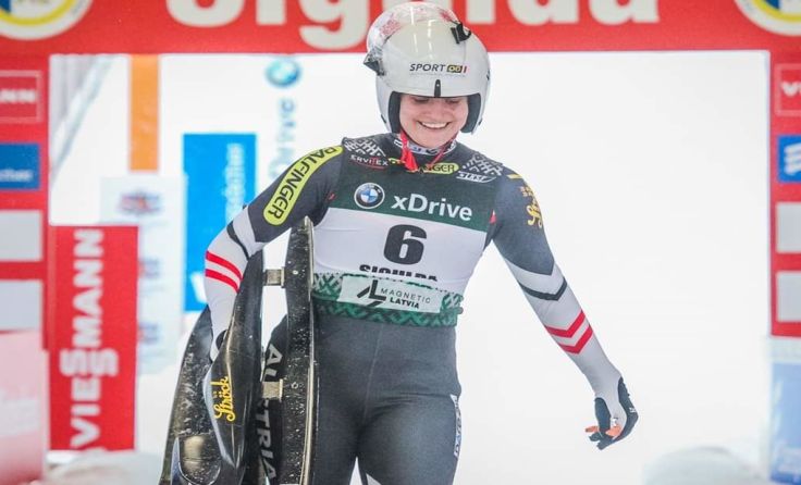 Birgit Platzer beim Weltcup in Sigulda. Foto: Markes Galinovskis