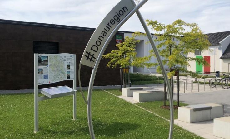 Der "Fisch" markiert den Startpunkt der Radrunde durch den Bezirk. (Foto: Marktgemeinde Wilhering)