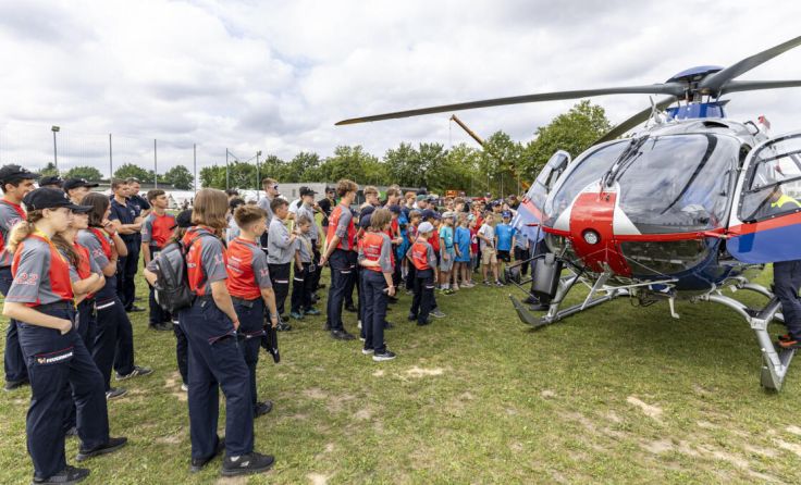 Die Landung des Polizeihubschraubers war besonders spannend. (Foto: Erwin Leimlehner)