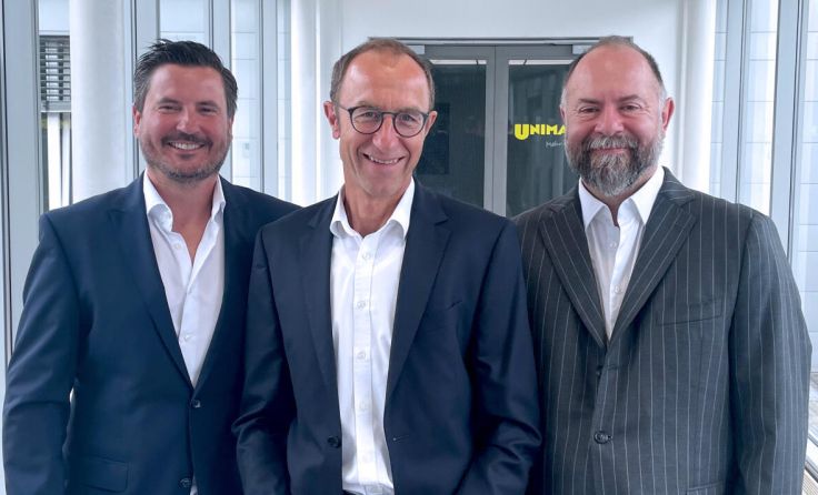 Johannes Aumann und Andreas Haider mit Neuzugang Andreas Hämmerle (v.l.) (Foto: UNIGRUPPE)