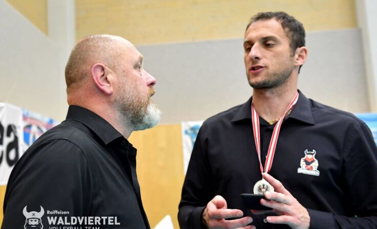 Trainer Zdenek Smejkal und Petr Cabo Calabek; Foto: Union Volleyball Raiffeisen Waldviertel