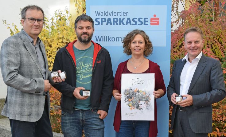 V.l.n.r.: Manfred Füxl, Daniel Ruttinger, Elisabeth Mittendorfer, Franz Pruckner; Foto: Sparkasse
