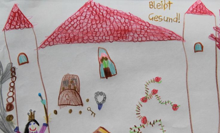 Mia (1b) schrieb und zeichnete eine Geschichte über den bösen Drachen Corona. Foto: privat