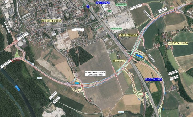 Planübersicht Umfahrung Haid Foto: Land Oberösterreich, Abteilung Straßenneubau und -erhaltung