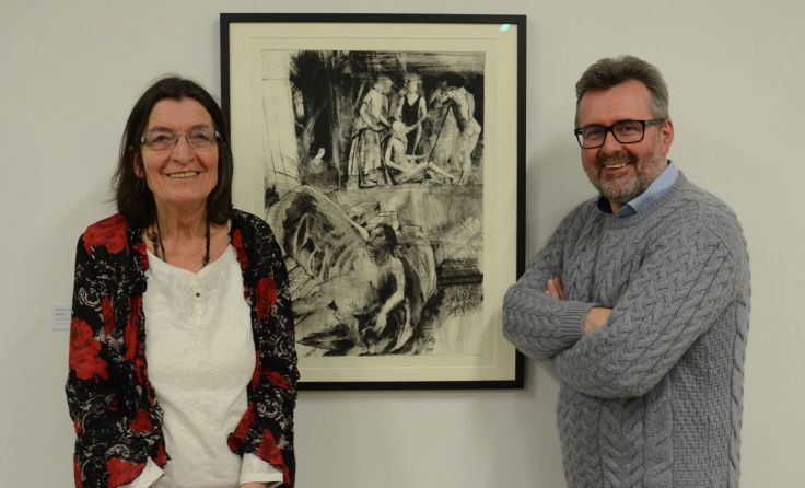 Therese Eisenmann und Peter Huemer eröffnen die Ausstellung. Foto: Ortner