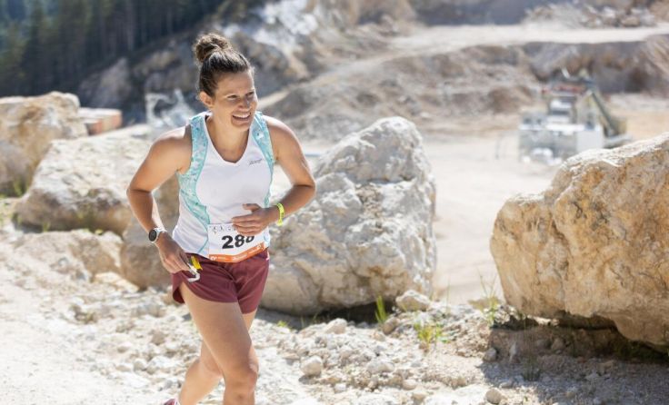 Tunnel-Berglauf: Tagesschnellste Dame Sigrid Herndler (Foto: Kalk Trophy)
