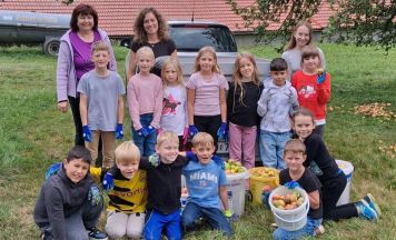 Wernsteiner Volksschüler sammeln Fallobst für Schulsaft