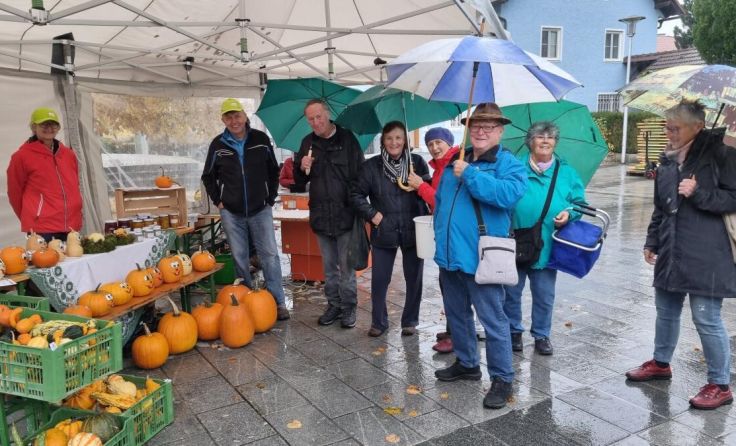 Die Besucher des Wallerner Markttages trotzdem dem Regen. (Foto: Marktgemeinde Wallern/Tr.)