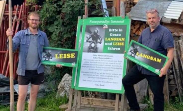 Ernst Gamsjäger und Fritz Posch setzen sich gegen Motorradlärm ein. Foto Grüne Gosau