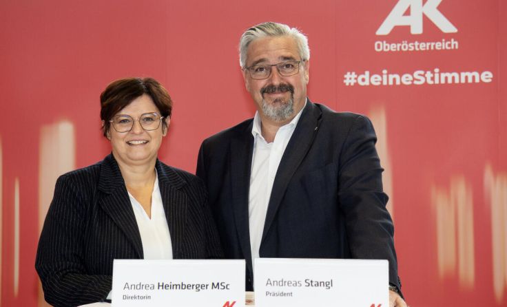 AK-Direktorin Andrea Heimberger und AK-Präsident Andreas Stangl (Foto: AK OÖ / David Ruis)