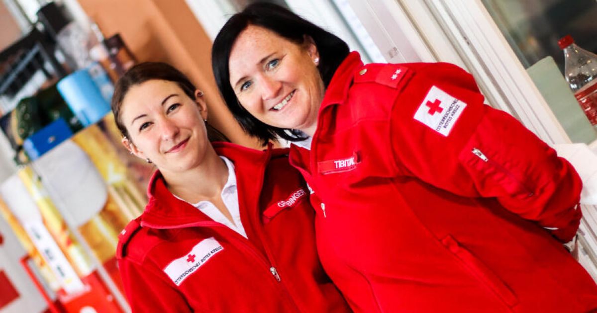 Traditional Red Cross flea market in Mondsee
