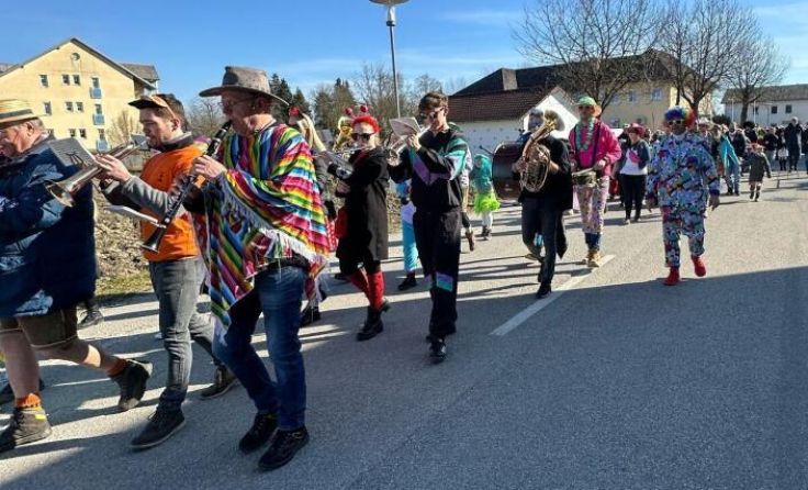 Der Musikverein begleitete den Faschingsumzug. (Foto: Prihoda)
