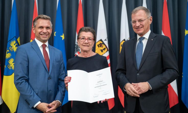 Josefine Richter mit Landesrat Hattmannsdorfer und LH Stelzer (re.) (Foto: Peter C.Mayr)