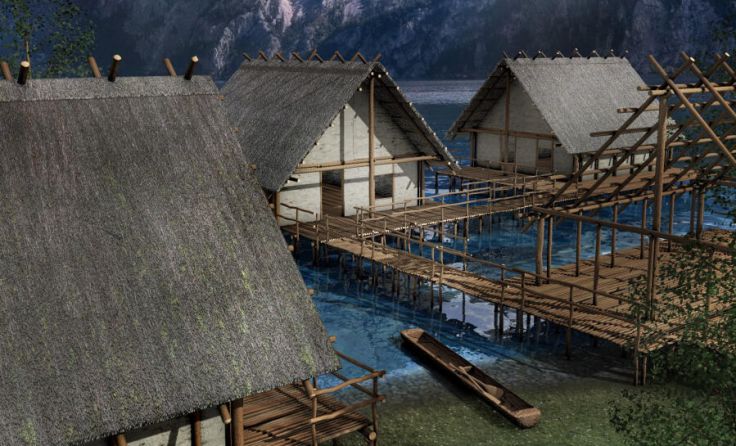 Pfahlbauten in Traunkirchen im Hallstättersee. (Foto: Bundesdenkmalamt Wien)