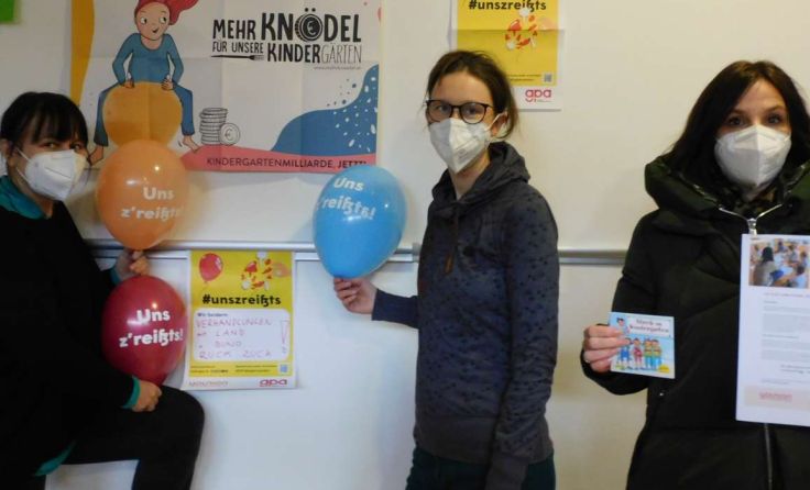 "Uns z'reißts!" als Leitspruch, um auf die Personalnot aufmerksam zu machen. (Foto: ÖGB Braunau)