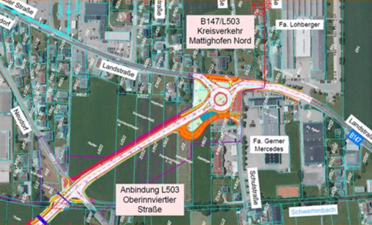 Der neue Kreisverkehr in Schalchen wird eingebunden. (Foto: Land OÖ)